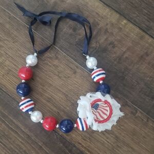 Patriotic Chunky Bead Necklace.